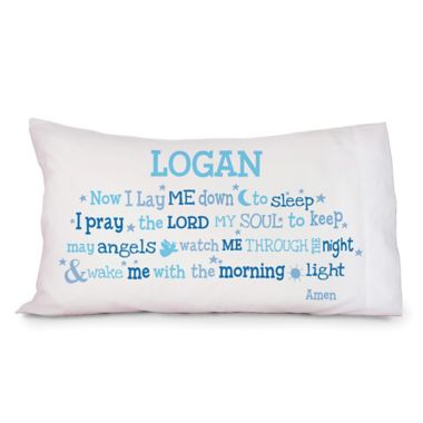 &quot;Now I Lay Me Down to Sleep&quot; Pillowcase in Blue. View a larger version of this product image.