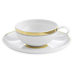 Vista Alegre Domo Gold Teacups and Saucers (Set of 4)