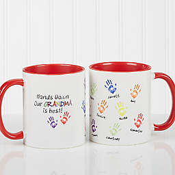 Hands Down 11 oz. Coffee Mug in White/Red