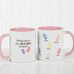 Hands Down 11 oz. Coffee Mug in White/Pink