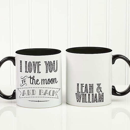 To My Girlfriend I Love You To The Moon & Back Mug Black Ceramic Coffee 11oz Cup 