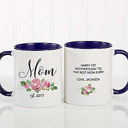 New Mom Floral 11 oz. Coffee Mug in Blue