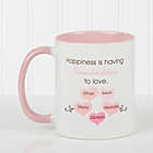 Alternate image 0 for What Is Happiness 11 oz. Coffee Mug in Pink/White