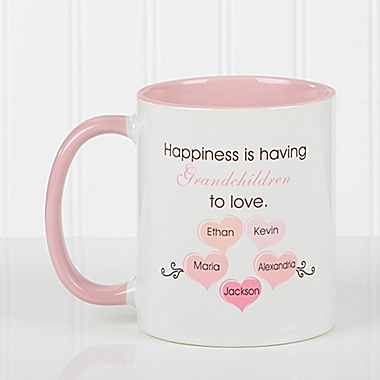 What Is Happiness 11 oz. Coffee Mug in Pink/White. View a larger version of this product image.