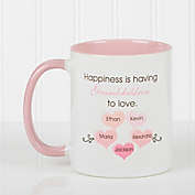What Is Happiness 11 oz. Coffee Mug in Pink/White
