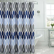Creative Home Ideas Clarisse Faux Linen Textured Shower Curtain in Blue