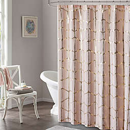 Intelligent Design Raina Metallic Shower Curtain in Pink