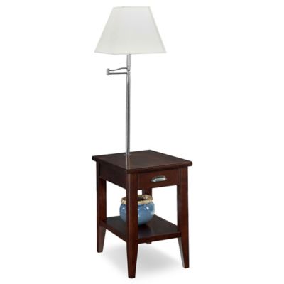 side table with lamp attached