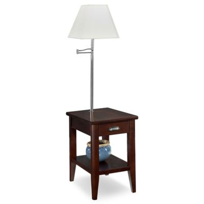 bedside table with lamp attached