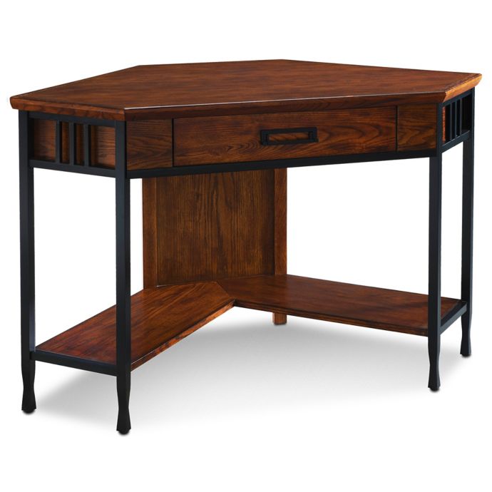 Leick Home Ironcraft Corner Desk In Oak Bed Bath Beyond