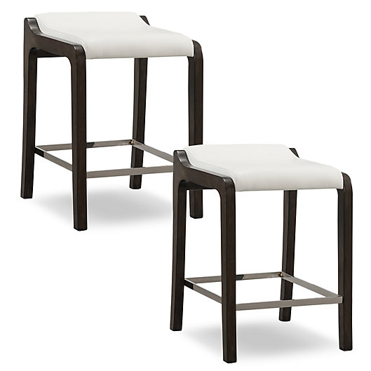 Alternate image 1 for Leick Home Fastback Stools in Pecan/White (Set of 2)