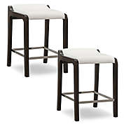 Leick Home Fastback Counter Stools in Pecan/White (Set of 2)