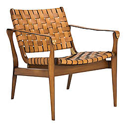 Safavieh Dilan Leather Safari Chair in Brown