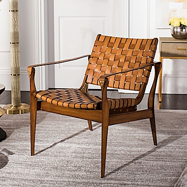 Safavieh Dilan Leather Safari Chair in Brown. View a larger version of this product image.