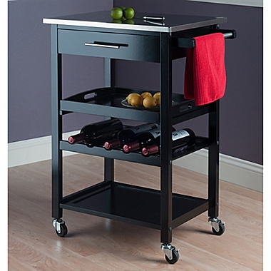 Anthony Kitchen Cart in Black/Stainless Steel. View a larger version of this product image.