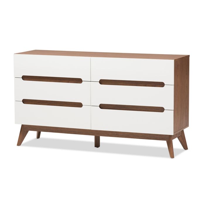 Baxton Studio Calypso 6 Drawer Dresser In White Walnut Bed Bath