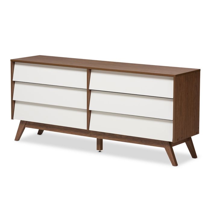Baxton Studio Hildon 6 Drawer Dresser In White Walnut Bed Bath