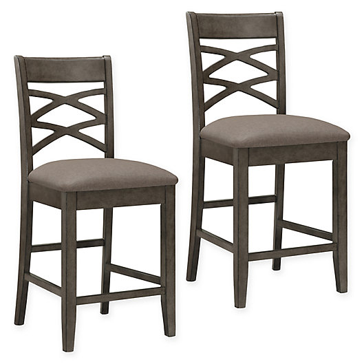 Alternate image 1 for Leick Home Double Crossback Counter Stools in Grey (Set of 2)