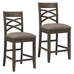 Leick Home Double Crossback Counter Stools in Grey (Set of 2)