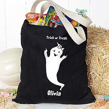 Glow-in-the-Dark Ghost Halloween Treat Tote Bag. View a larger version of this product image.