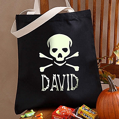Glow-in-the-Dark Skull Halloween Treat Tote Bag. View a larger version of this product image.