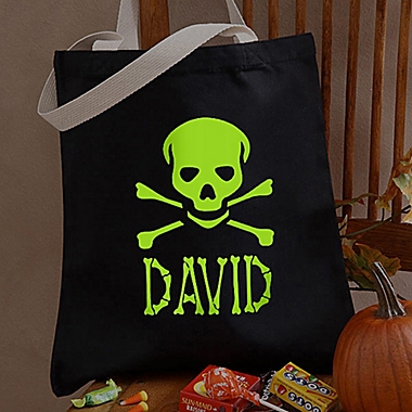 Glow-in-the-Dark Skull Halloween Treat Tote Bag. View a larger version of this product image.