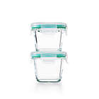 Alternate image 4 for OXO Good Grips&reg; Smart Seal 4-Piece Square Glass Food Storage Set in Clear/Blue