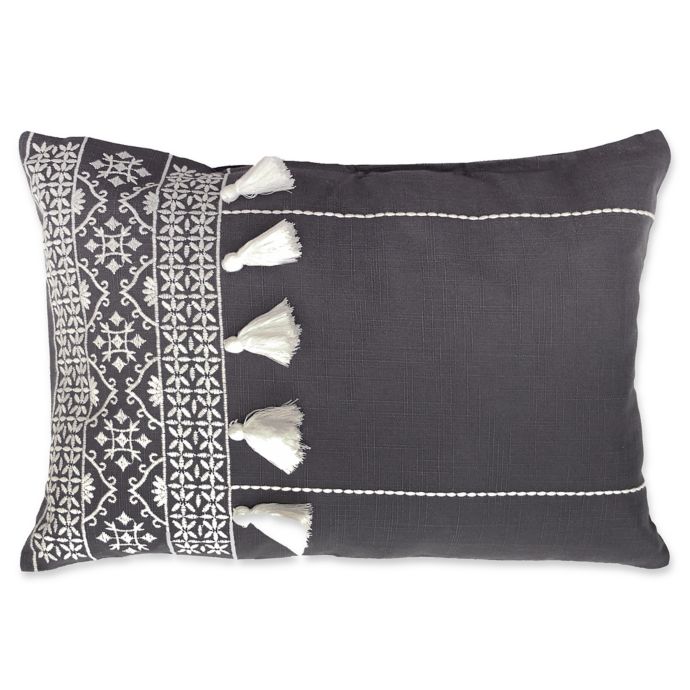 Shalini Oblong Throw Pillow in Charcoal Bed Bath & Beyond