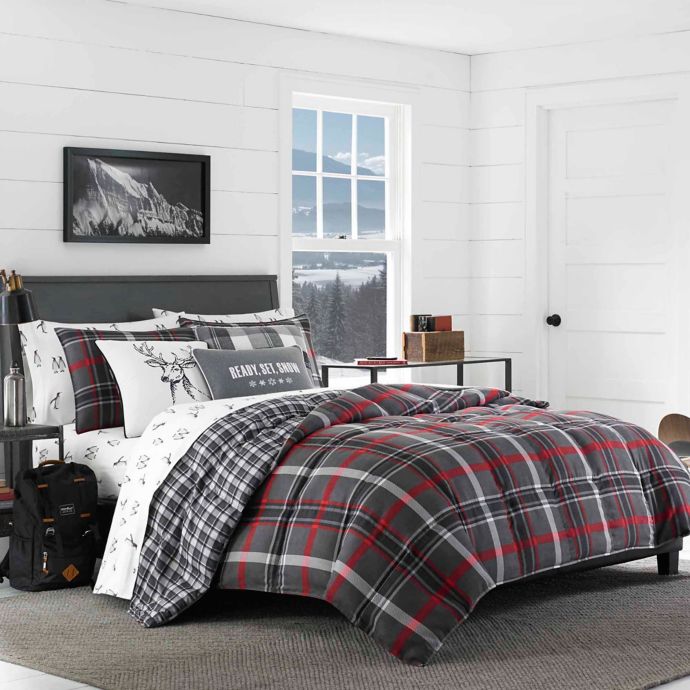 Eddie Bauer Willow Plaid Flannel Comforter Set Bed Bath And