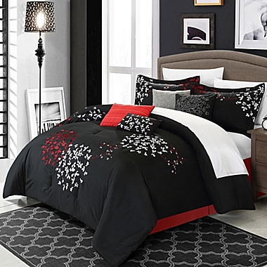Chic Home Budz 12-Piece Queen Comforter Set in Black. View a larger version of this product image.