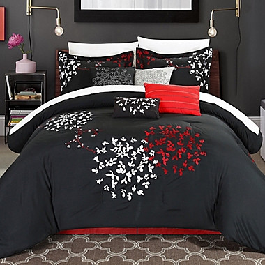 Chic Home Budz 12-Piece Queen Comforter Set in Black. View a larger version of this product image.