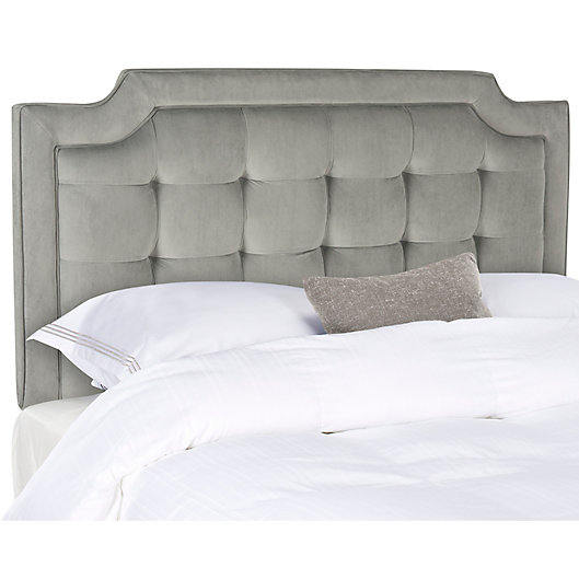 Sapphire Tufted Velvet Headboard Bed, Gray Tufted Velvet Headboard Queen Size
