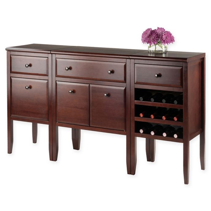 Orleans 3Piece Modular Buffet Wine Set in Cappuccino Bed