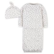 Gerber&reg; 2-Piece Leopard Gown &amp; Cap Set in Pink/Grey