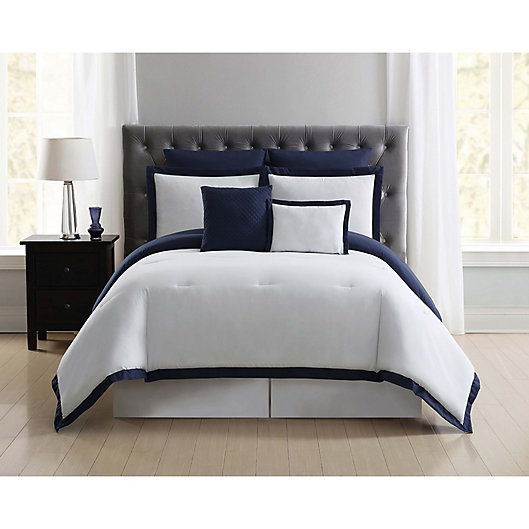 Alternate image 1 for Truly Soft Everyday Hotel 7-Piece Full/Queen Comforter Set in Navy/White