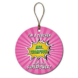 Super Teacher Ornament in Pink