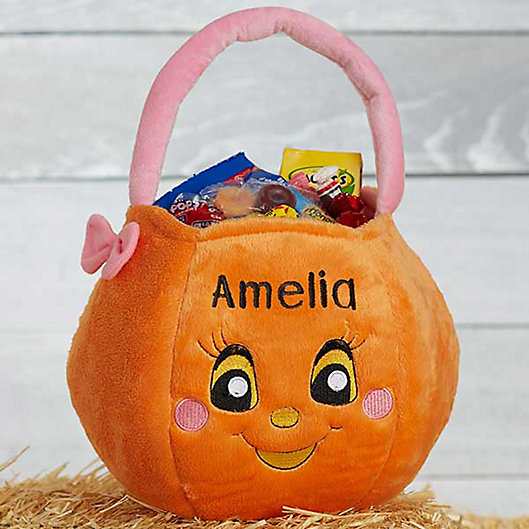 Alternate image 1 for Girl Pumpkin Plush Trick or Treat Bag