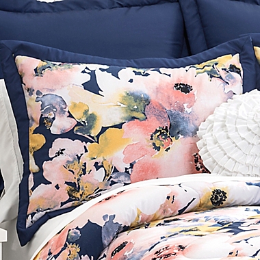 Lush Décor Watercolor Floral 7-Piece King Comforter Set in Blue. View a larger version of this product image.