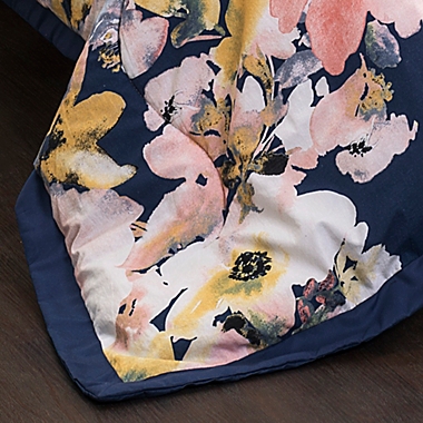 Lush Décor Watercolor Floral 7-Piece Full/Queen Comforter Set in Blue. View a larger version of this product image.