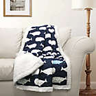 Alternate image 1 for Lush Décor Whale Sherpa Throw Blanket in Navy