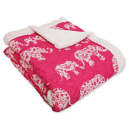 Lush Décor Elephant Parade Sherpa Throw Blanket in Pink