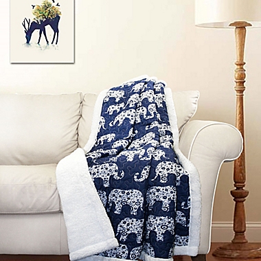Lush Décor Elephant Parade Sherpa Throw Blanket. View a larger version of this product image.