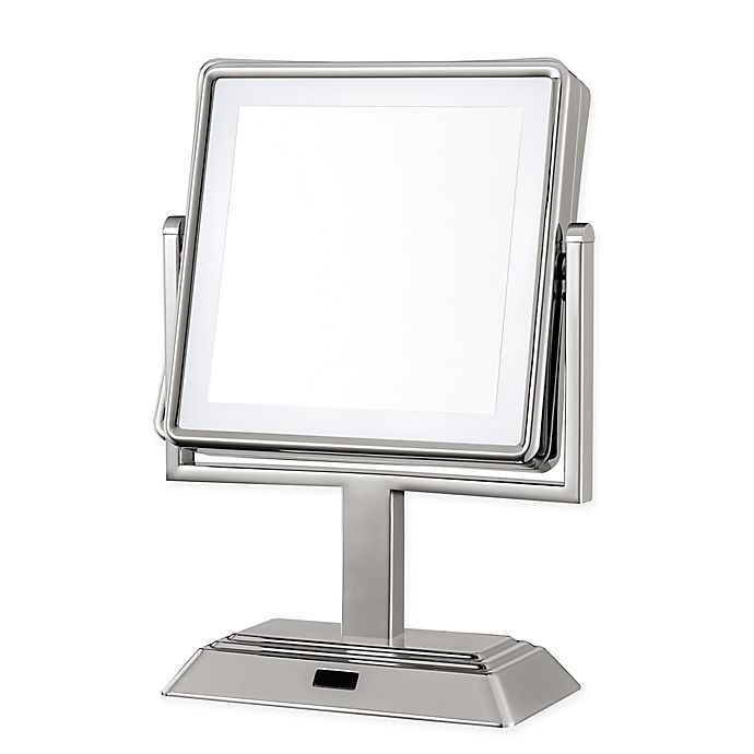 Square Led 1x 5x Lighted Vanity Mirror, Square Light Up Makeup Mirror