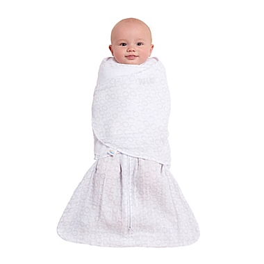 HALO&reg; SleepSack&reg; Newborn Circles Muslin Cotton Swaddle in Grey. View a larger version of this product image.