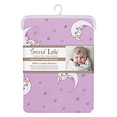 Trend Lab&reg; Unicorn Moon Flannel Swaddle Blanket in Purple. View a larger version of this product image.