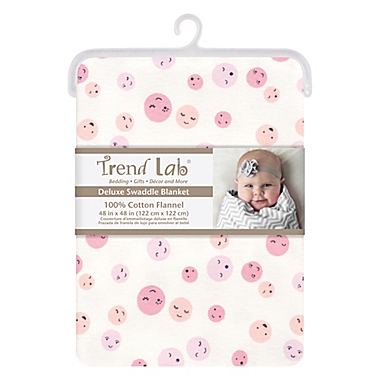 Trend Lab&reg; Be Happy Jumbo Flannel Swaddle Blanket. View a larger version of this product image.