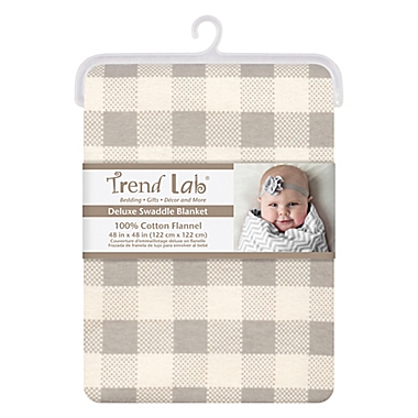 Trend Lab&reg; Buffalo Check Flannel Swaddle Blanket in Grey. View a larger version of this product image.