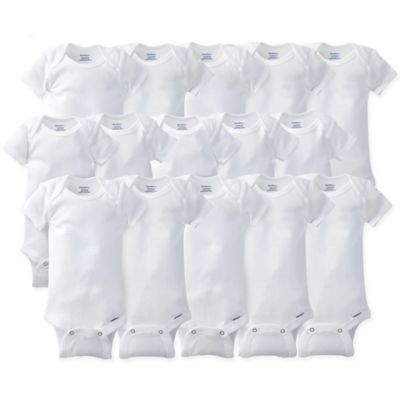Gerber ONESIES&reg; Brand Size 0-9M 15-Pack Short Sleeve Bodysuits in White