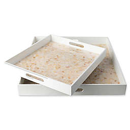 Surya Bevery Decorative Trays in White/Tan (Set of 2)