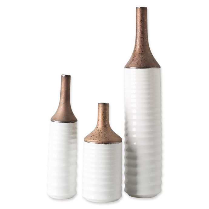 Surya Eastman 3 Piece Vase Set In White Gold Bed Bath Beyond